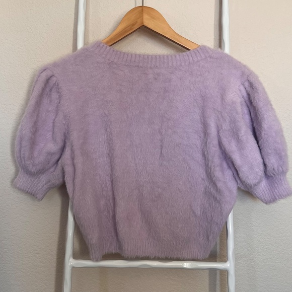 For Love and Lemons Lilac Crop Top Sweater with Daisy Buttons Size M - Picture 5 of 9